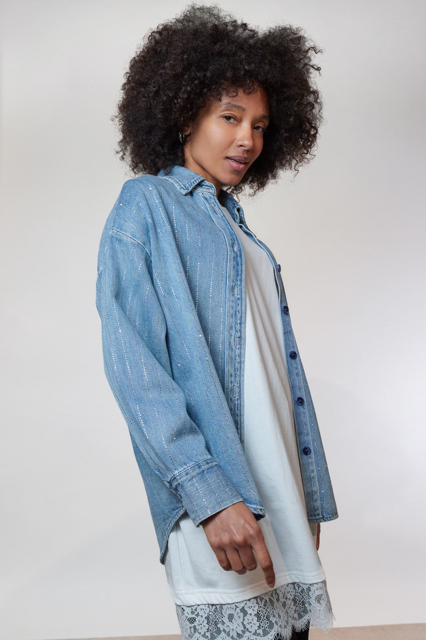 Chemise jeans strass