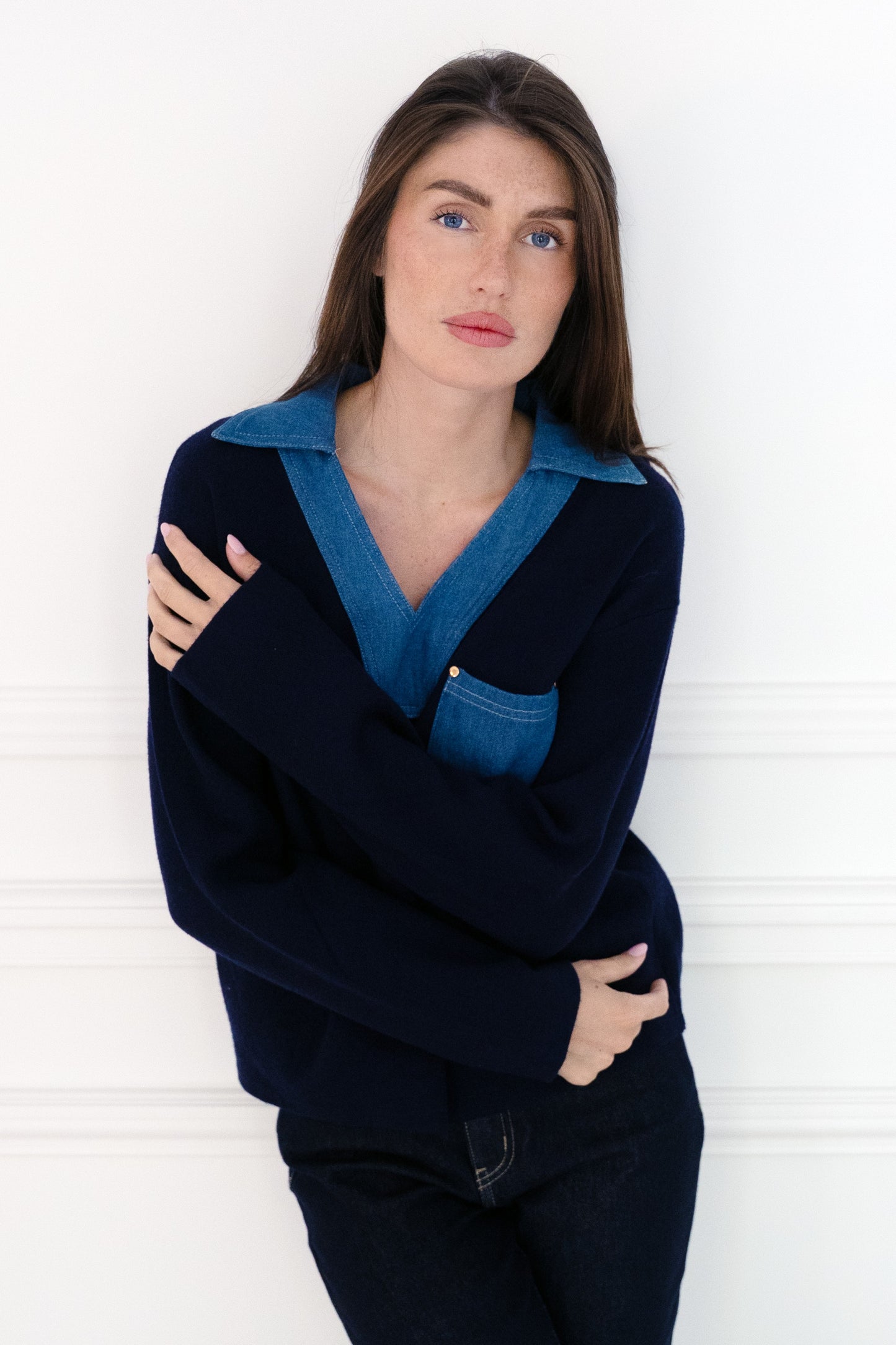 Pull coll denim