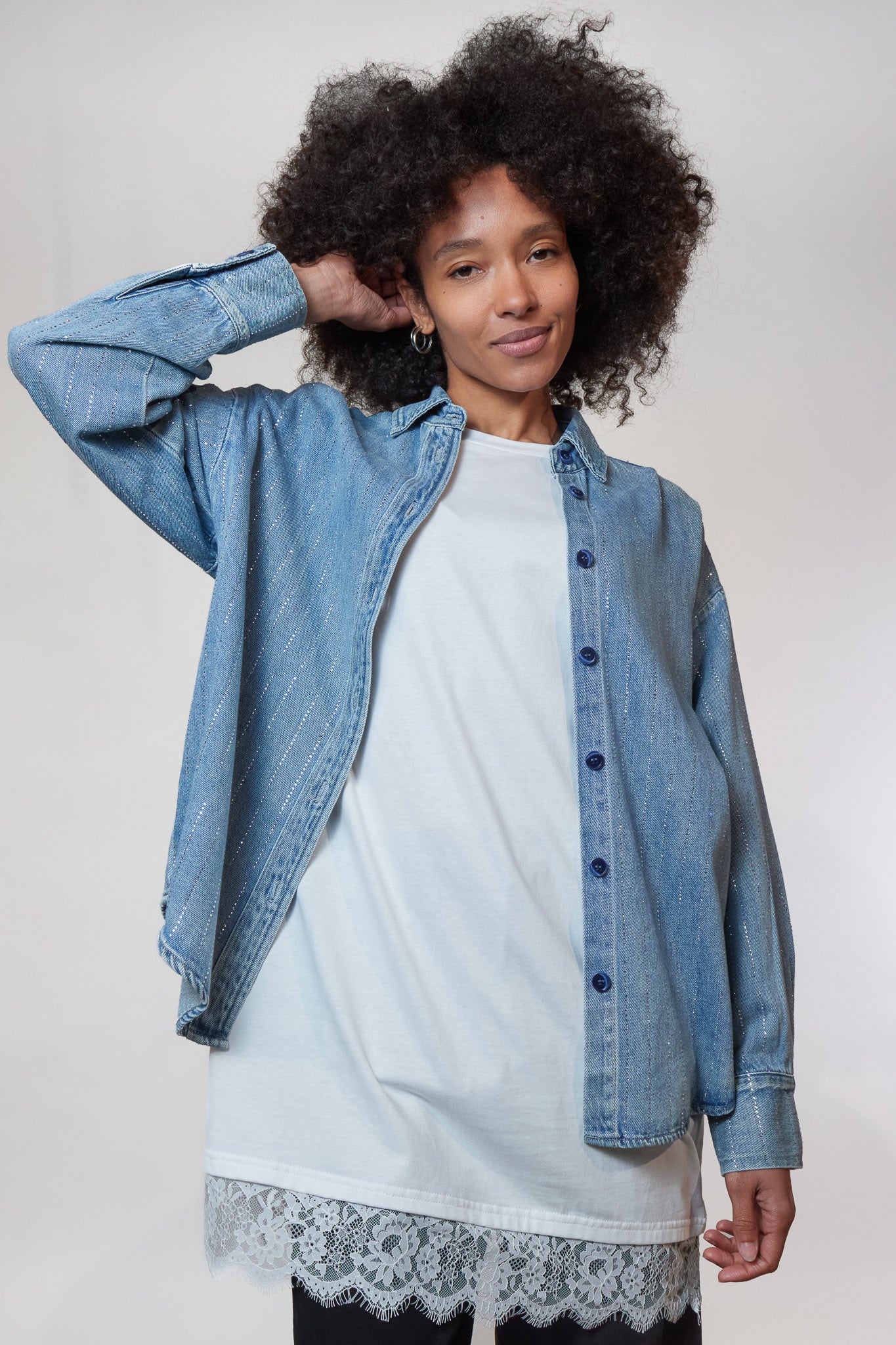 Chemise jeans strass