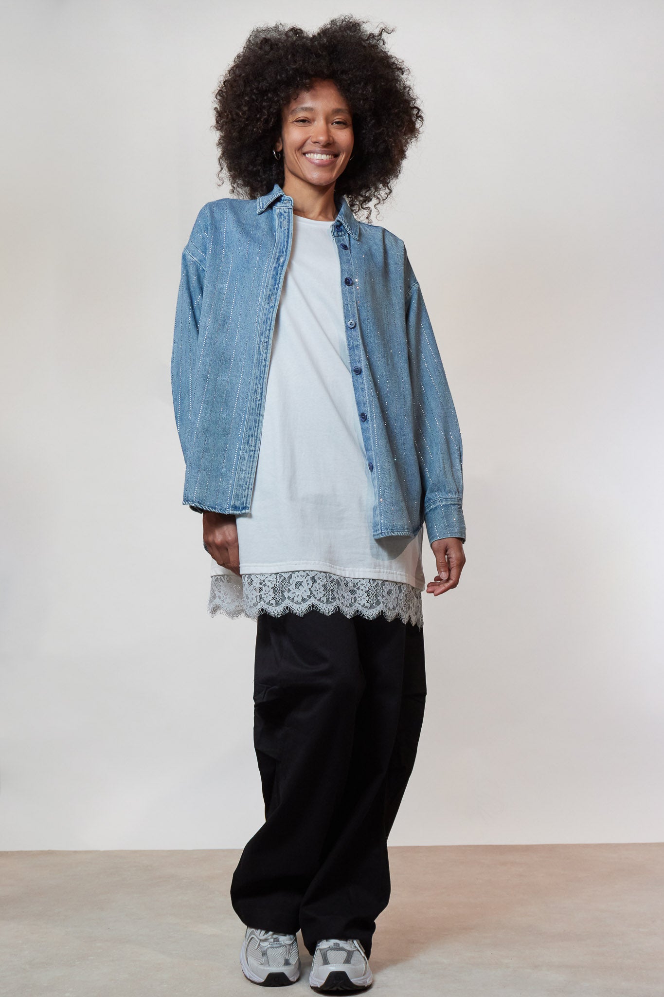 Chemise jeans strass