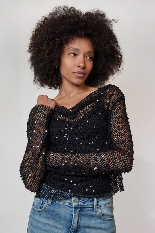 Top manche longue crochet