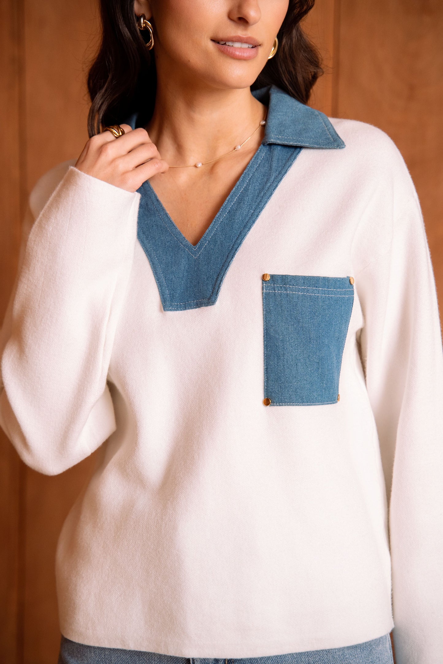 Pull coll denim