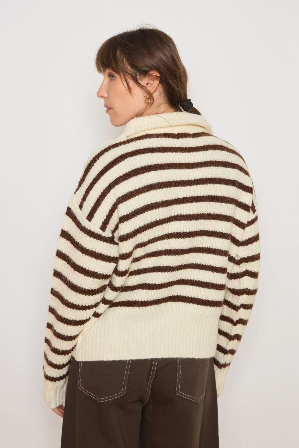 Pull Rayure col zippé