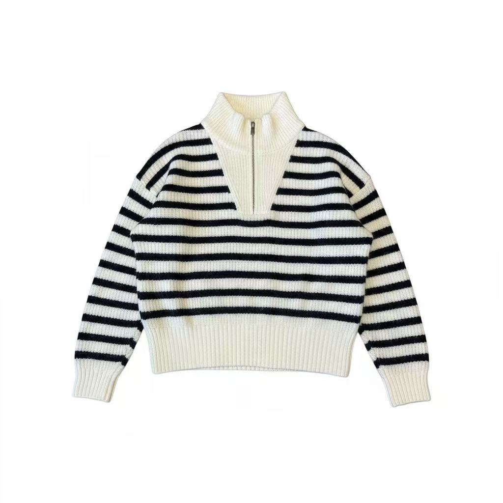 Pull Rayure col zippé