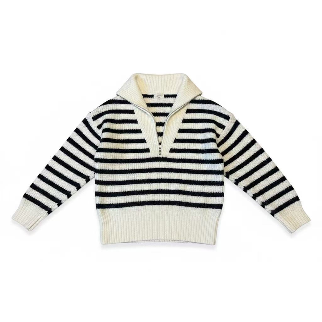 Pull Rayure col zippé