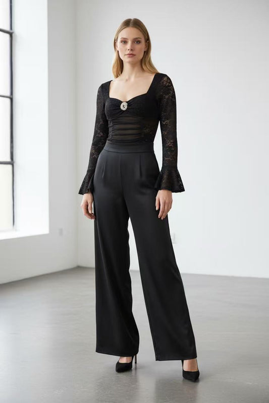 body a manches bouffantes dentelle